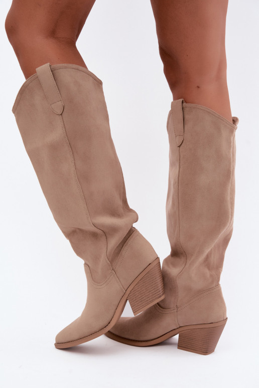botas altas slouchy slip-on em areia Sylvie