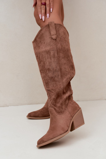 botas altas slouchy slip-on em marrom Sylvie 2