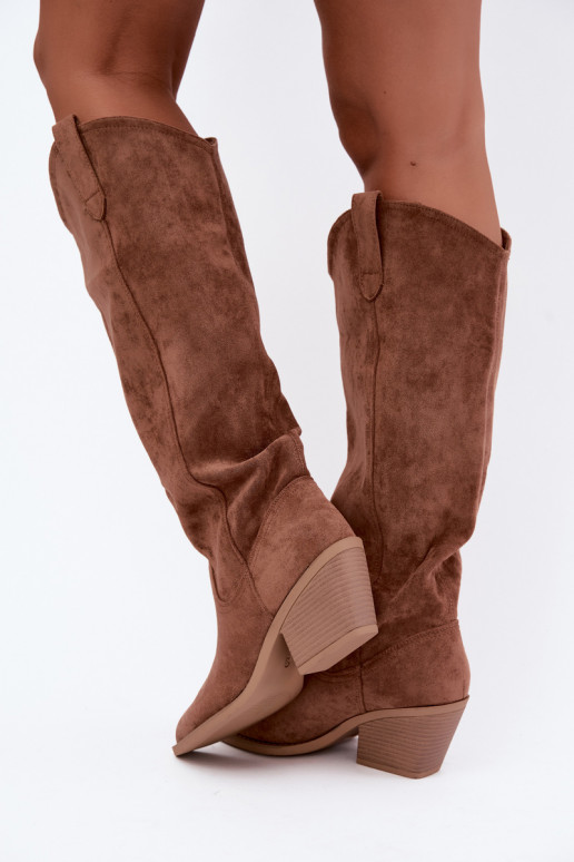 botas altas slouchy slip-on em marrom Sylvie