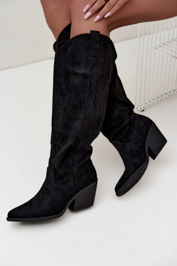 botas altas slouchy slip-on em preto Sylvie