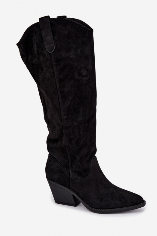 botas altas slouchy slip-on em preto Sylvie