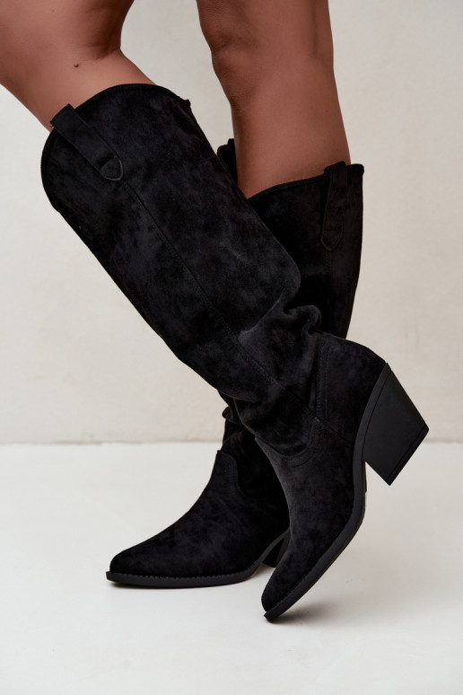 botas altas slouchy slip-on em preto Sylvie