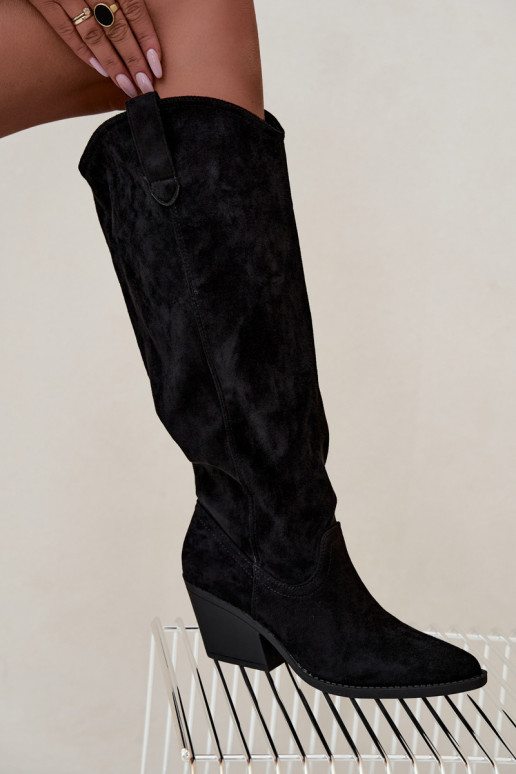 botas altas slouchy slip-on em preto Sylvie