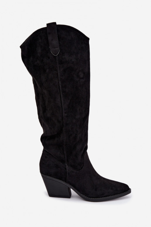 botas altas slouchy slip-on em preto Sylvie