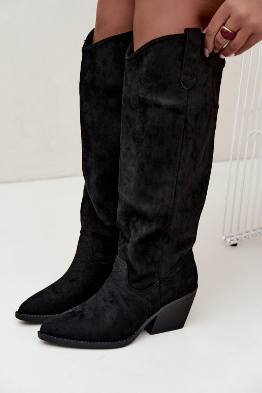 botas altas slouchy slip-on em preto Sylvie