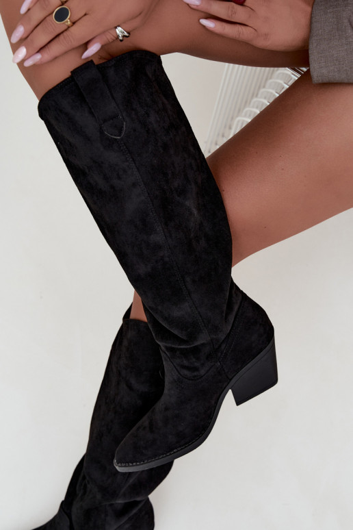 botas altas slouchy slip-on em preto Sylvie