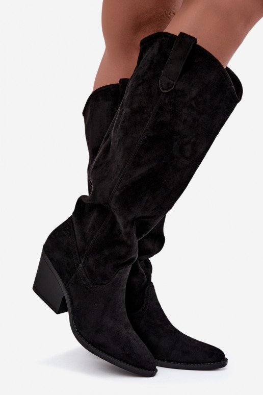 botas altas slouchy slip-on em preto Sylvie