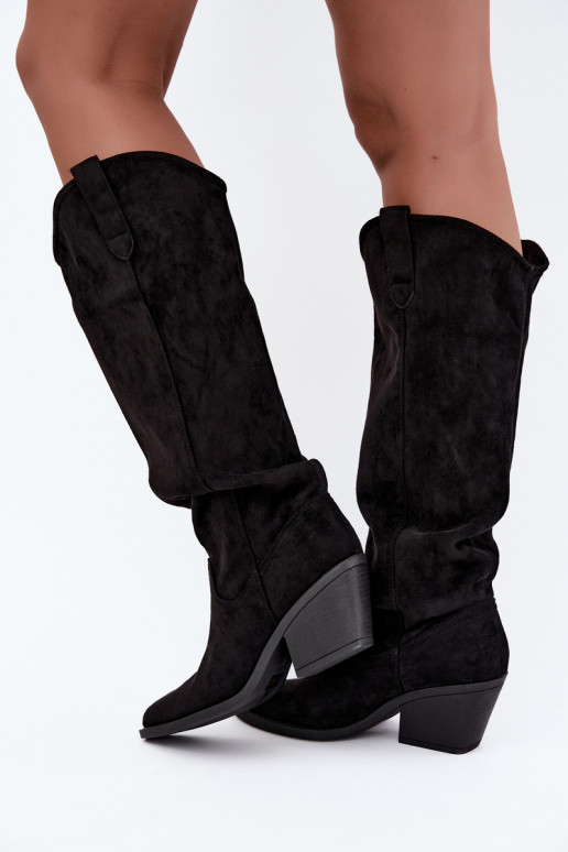 botas altas slouchy slip-on em preto Sylvie