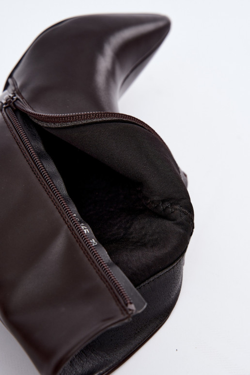botins femininos com saltos em couro sintético na cor CzekoladoĮe Celisse