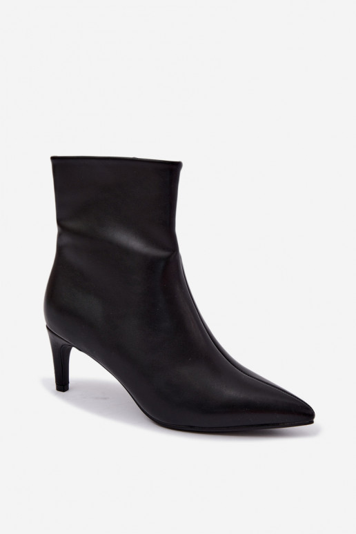 Botins femininos com saltos em couro sintético preto Celisse