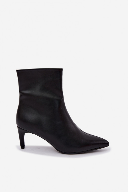 Botins femininos com saltos em couro sintético preto Celisse