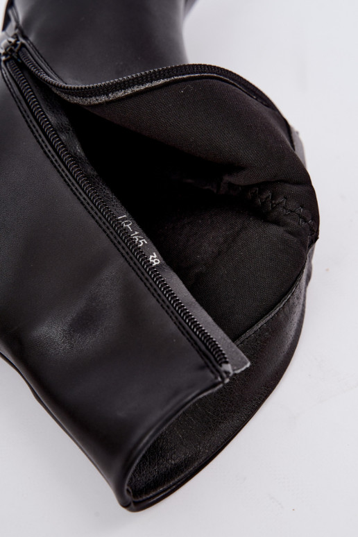 Botins femininos com saltos em couro sintético preto Celisse