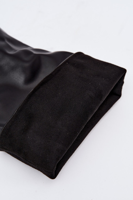 Botas femininas de cano alto slip-on com saltos finos em preto Caliya