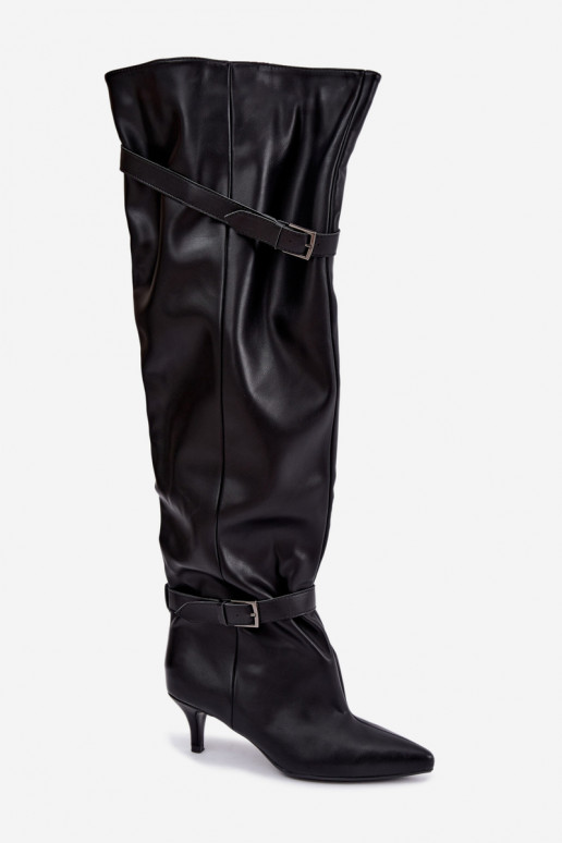 botas altas slip-on com saltos e fivela em preto Jassy