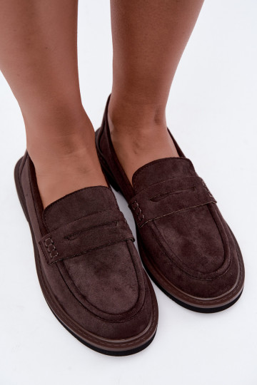 Mocassins femininos em camurça na cor chocolate Vinceza 62335