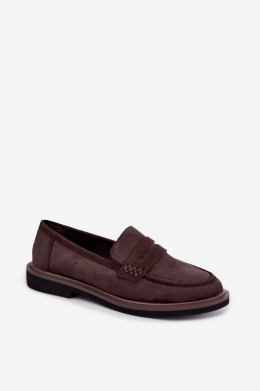 Mocassins femininos em camurça na cor chocolate Vinceza 62335