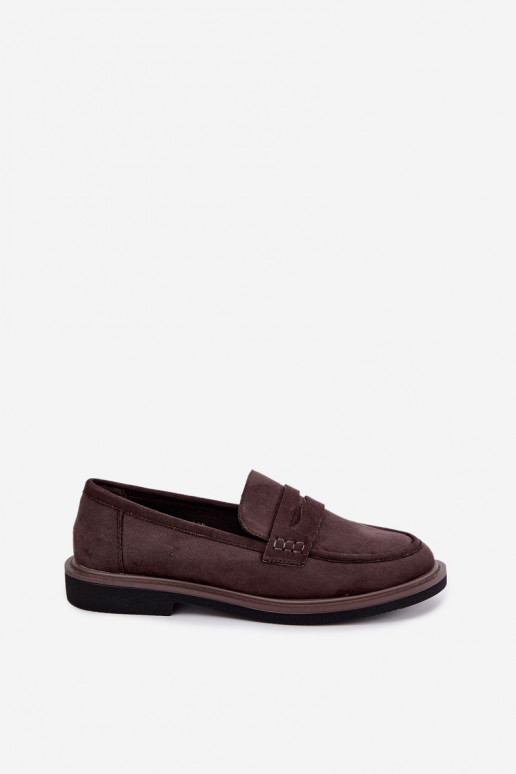 Mocassins femininos em camurça na cor chocolate Vinceza 62335