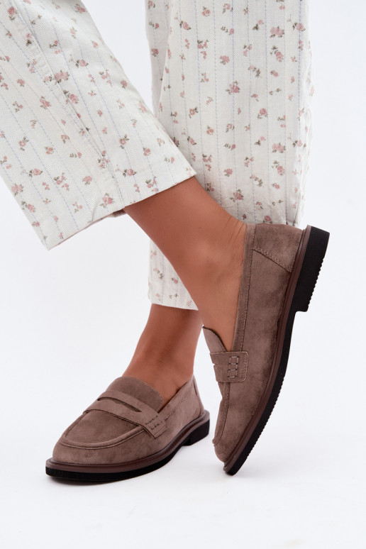 Mocassins femininos em camurça na cor areia Vinceza 62335
