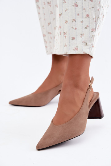 Sapatos de salto com calcanhar aberto na cor areia Sorenia 2