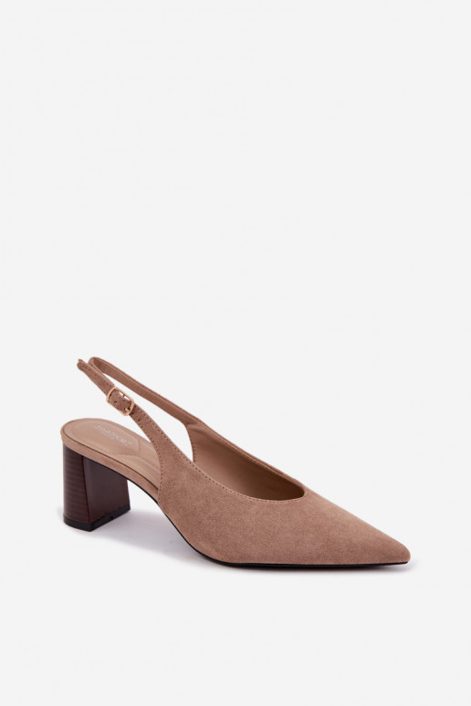 Sapatos de salto com calcanhar aberto na cor areia Sorenia