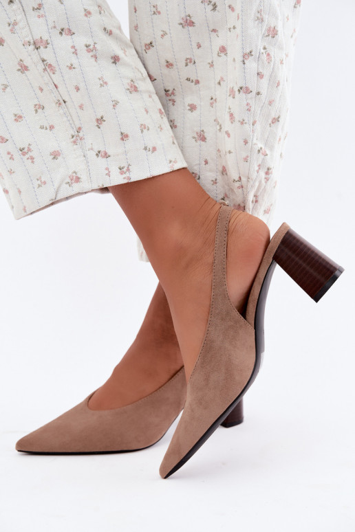 Sapatos de salto com calcanhar aberto na cor areia Sorenia