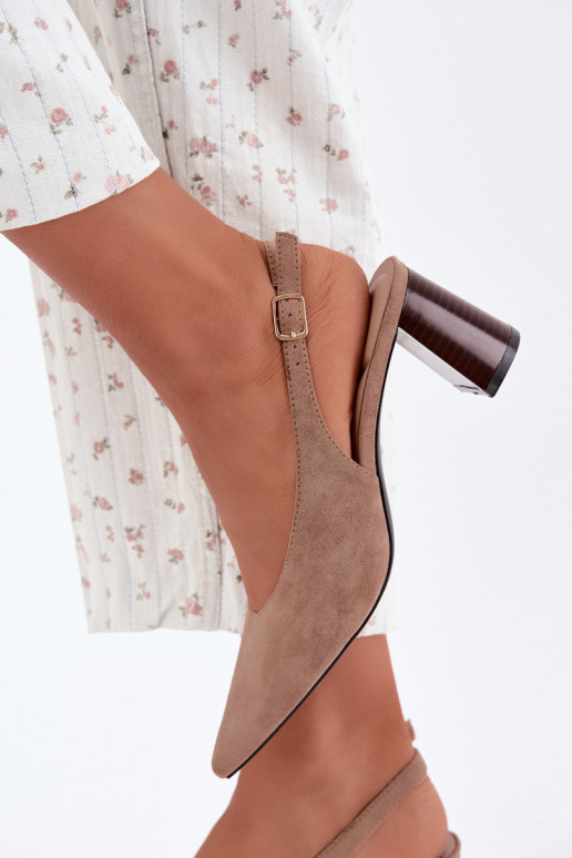 Sapatos de salto com calcanhar aberto na cor areia Sorenia