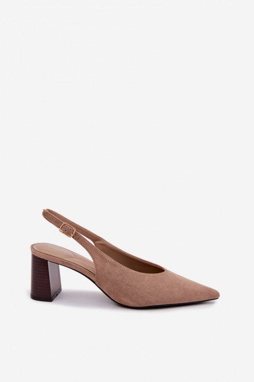 Sapatos de salto com calcanhar aberto na cor areia Sorenia