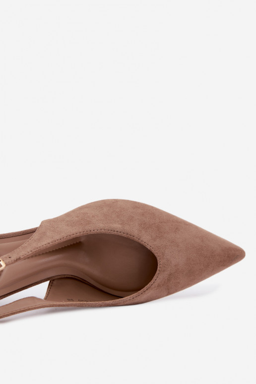 Sapatos de salto com calcanhar aberto na cor areia Sorenia