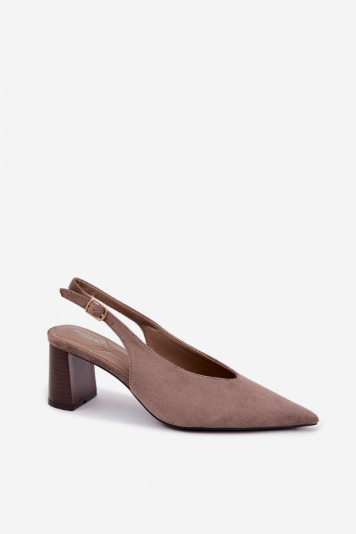 Sapatos de salto com calcanhar aberto na cor argila Sorenia