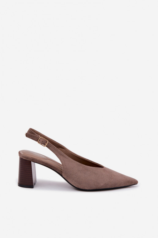 Sapatos de salto com calcanhar aberto na cor argila Sorenia
