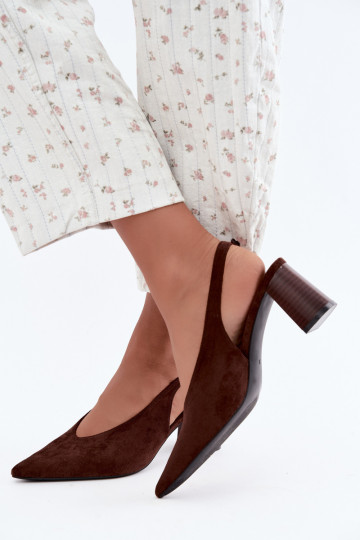 Sapatos de salto com calcanhar aberto na cor chocolate Sorenia 2