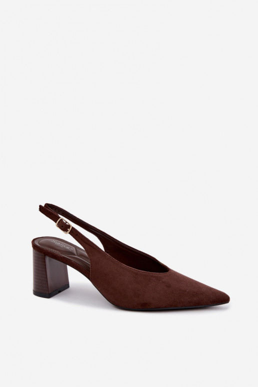 Sapatos de salto com calcanhar aberto na cor chocolate Sorenia