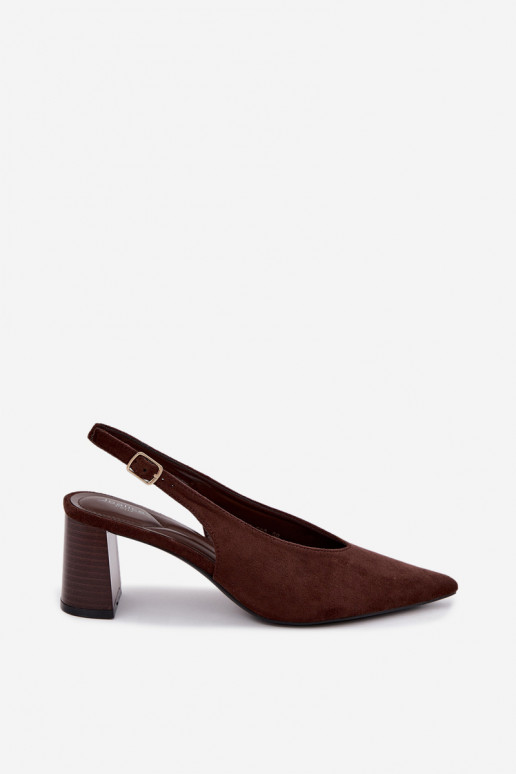 Sapatos de salto com calcanhar aberto na cor chocolate Sorenia