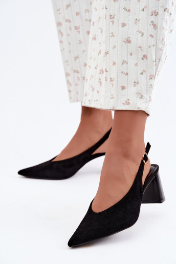 Sapatos de salto com calcanhar aberto na cor preta Sorenia 2