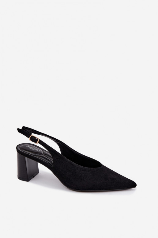Sapatos de salto com calcanhar aberto na cor preta Sorenia