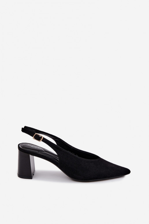 Sapatos de salto com calcanhar aberto na cor preta Sorenia