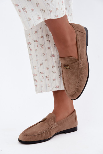Mocassins femininos com babados e detalhes decorativos na cor areia Kairo 2