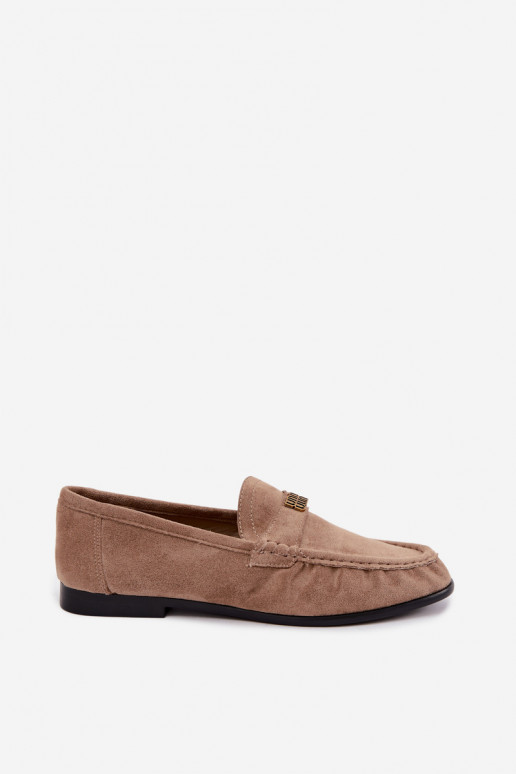 Mocassins femininos com babados e detalhes decorativos na cor areia Kairo