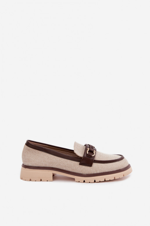 Mocassins femininos com detalhes elegantes nas cores areia e marrom Brika