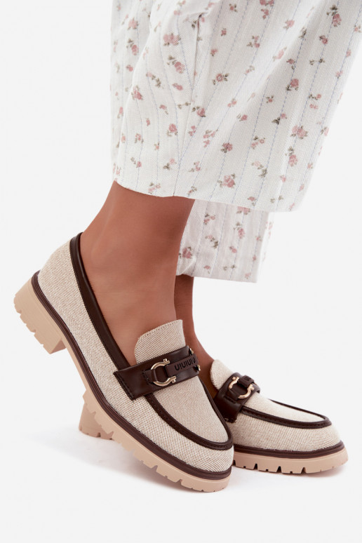 Mocassins femininos com detalhes elegantes nas cores areia e marrom Brika