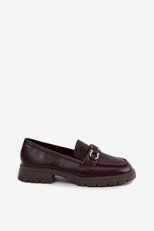 Mocassins femininos com detalhes elegantes na cor bordô Brika