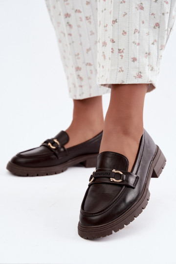 Mocassins femininos com detalhes elegantes na cor chocolate Brika 2