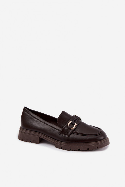 Mocassins femininos com detalhes elegantes na cor chocolate Brika