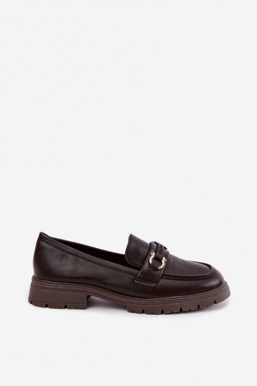 Mocassins femininos com detalhes elegantes na cor chocolate Brika