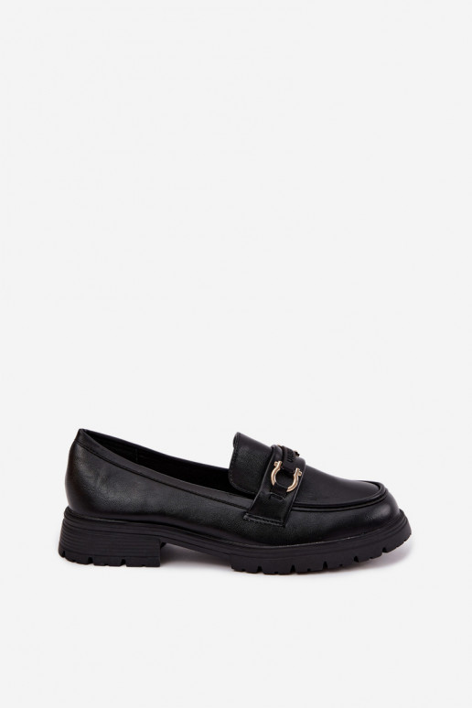 Mocassins femininos com detalhes elegantes na cor preta Brika