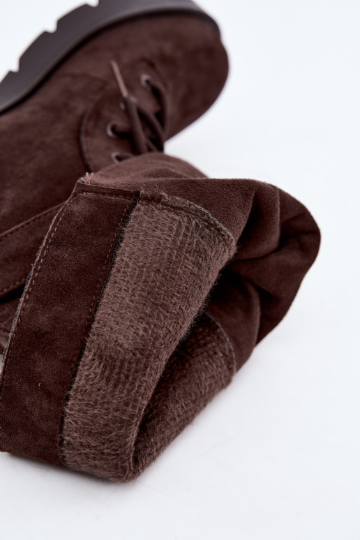 botas de trabalho acolchoadas de tornozelo com fivelas na cor chocolate Patsy