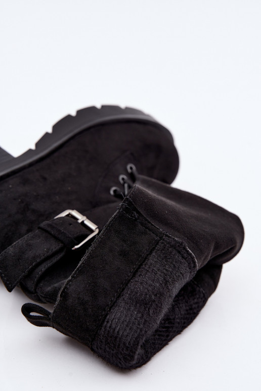 botas de trabalho acolchoadas de tornozelo com fivelas na cor preta Patsy