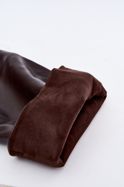 botas altas femininas com salto fino na cor chocolate Galena