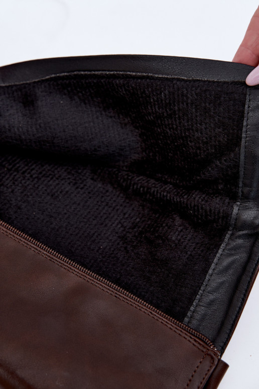 botas altas femininas acolchoadas com salto na cor chocolate Feresa