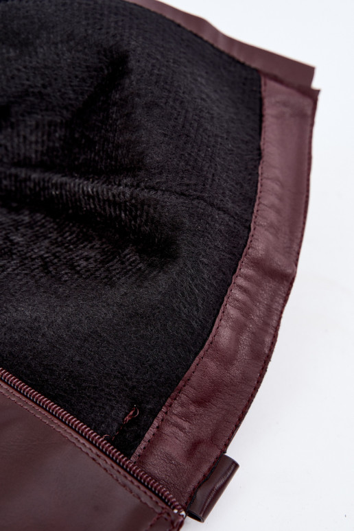 botas altas femininas acolchoadas com salto na cor bordô Feresa